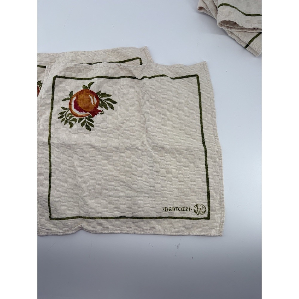 Stamperia Bertozzi Italian Handprinted Linen Placemats Napkins Set Pomegranate - Picture 5 of 12